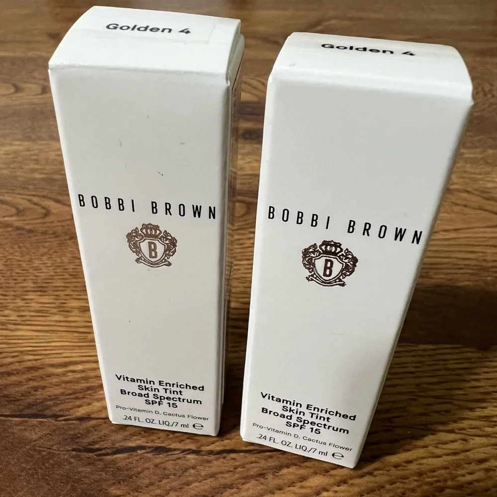 2x Bobbi Brown Vitamin Enriched Skin Tint SPF 15 Golden 4 Mini Size .24fl oz/7ml